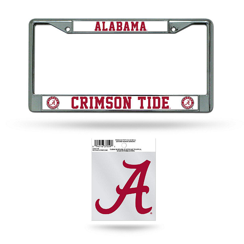 Rico Industries NCAA  Alabama Crimson Tide Exclusive 12" x 6" Chrome Frame With Plastic Inserts - Car/Truck/SUV Automobile Accessory Image