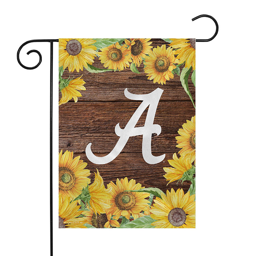 Rico Industries NCAA  Alabama Crimson Tide Sunflower Spring 13" x 18" Double Sided Garden Flag Image