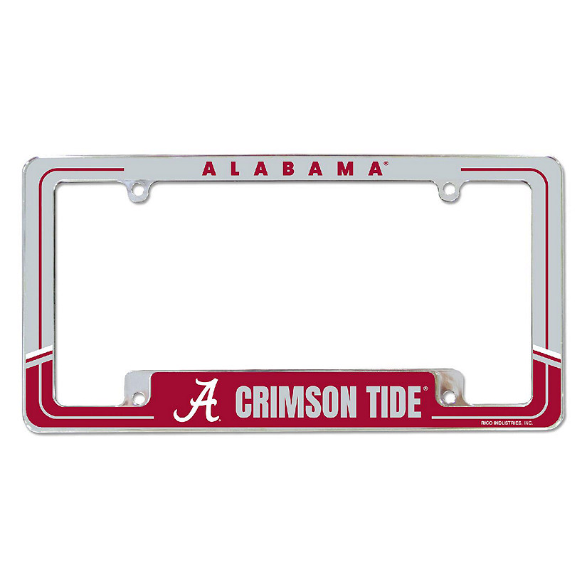 Rico Industries NCAA  Alabama Crimson Tide Two-Tone 12" x 6" Chrome All Over Automotive License Plate Frame for Car/Truck/SUV Image