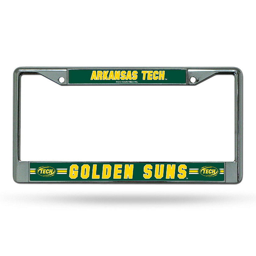 Rico Industries NCAA  Arkansas Tech Wonder Boys  12" x 6" Chrome Frame With Decal Inserts - Car/Truck/SUV Automobile Accessory Image