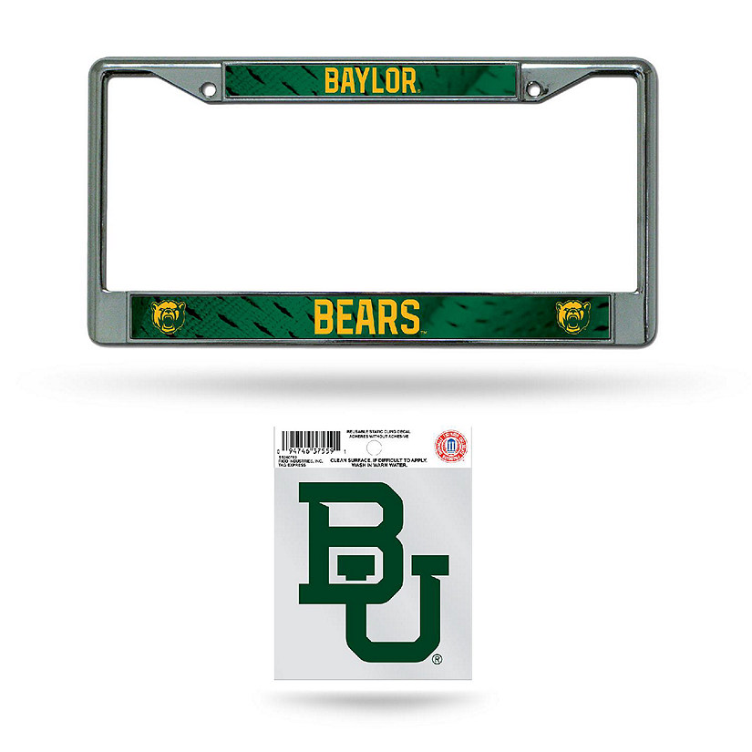 Rico Industries NCAA  Baylor Bears  12" x 6" Chrome Frame With Plastic Inserts - Car/Truck/SUV Automobile Accessory Image