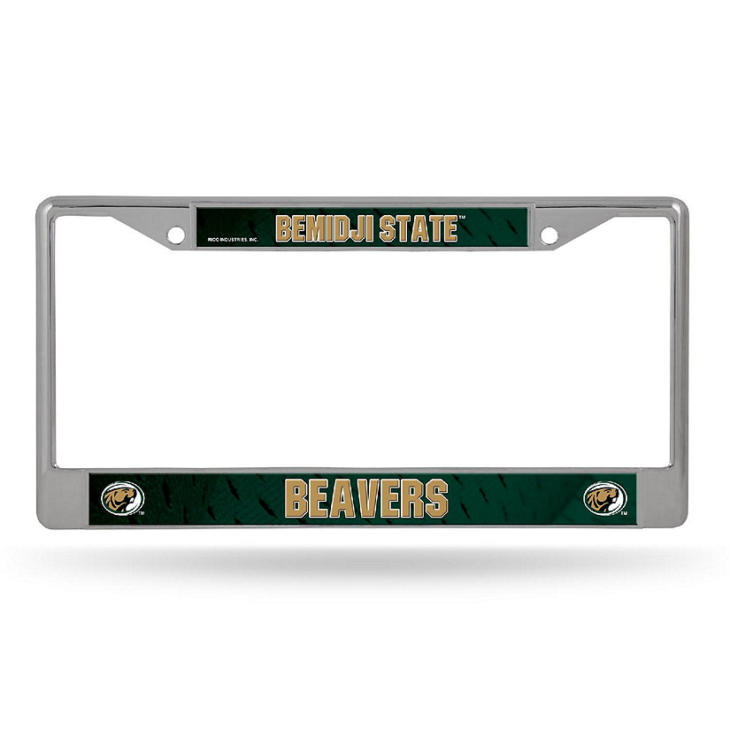 Rico Industries NCAA  Bemidji State Beavers  12" x 6" Chrome Frame With Decal Inserts - Car/Truck/SUV Automobile Accessory Image
