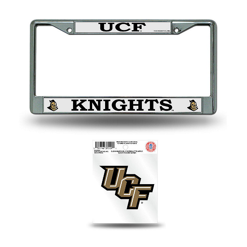 Rico Industries NCAA  Central Florida Knights - UCF UCF 12" x 6" Chrome Frame With Plastic Inserts - Car/Truck/SUV Automobile Accessory Image