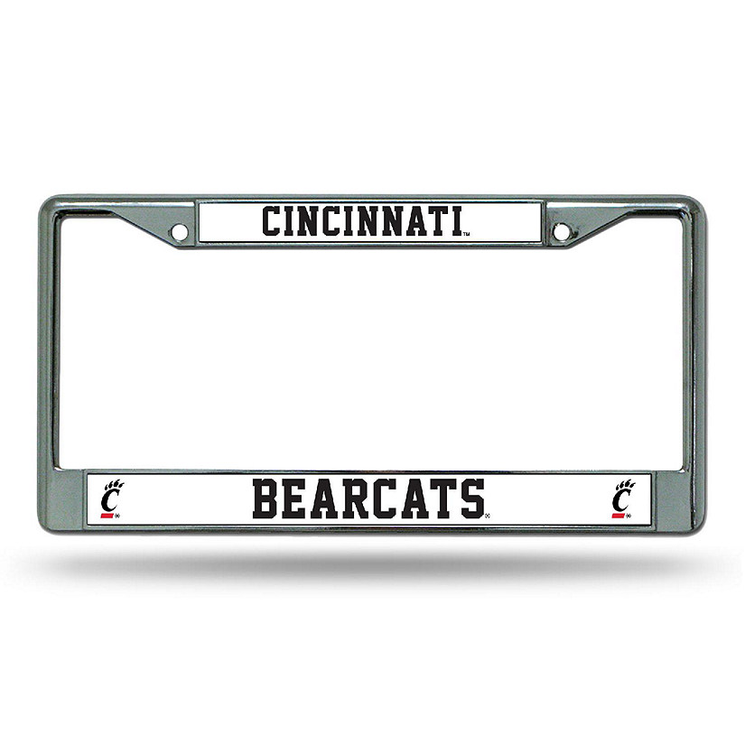 Rico Industries NCAA  Cincinnati Bearcats Premium 12" x 6" Chrome Frame With Plastic Inserts - Car/Truck/SUV Automobile Accessory Image