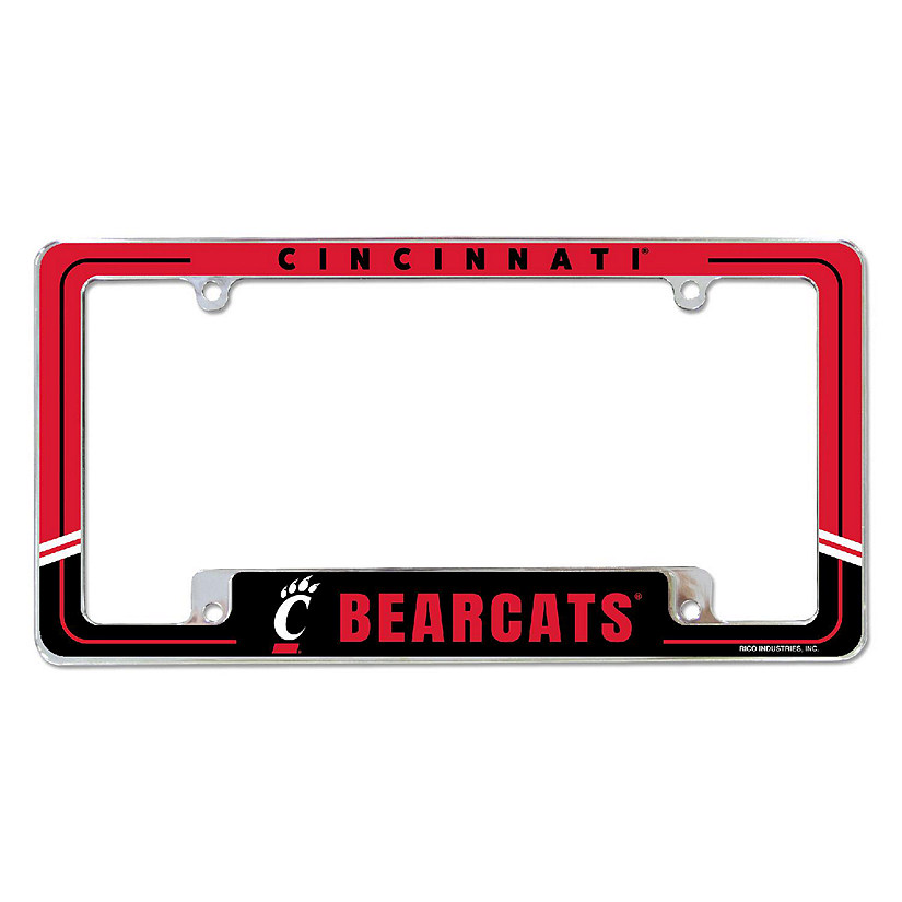 Rico Industries NCAA  Cincinnati Bearcats Two-Tone 12" x 6" Chrome All Over Automotive License Plate Frame for Car/Truck/SUV Image