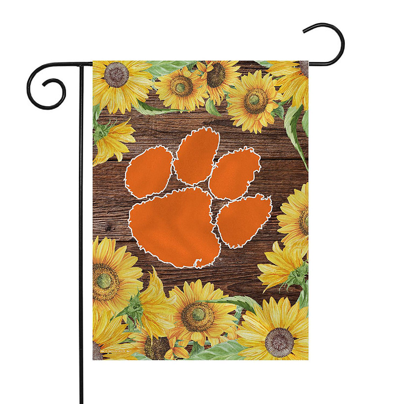 Rico Industries NCAA  Clemson Tigers Sunflower Spring 13" x 18" Double Sided Garden Flag Image