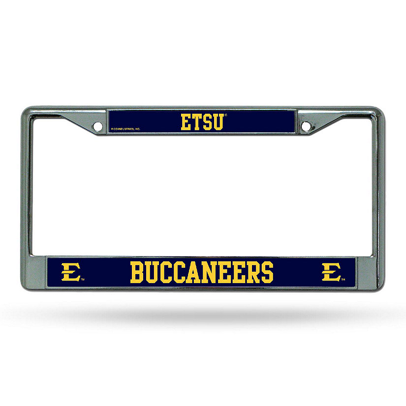 Rico Industries NCAA  East Tennessee State Buccaneers  12" x 6" Chrome Frame With Decal Inserts - Car/Truck/SUV Automobile Accessory Image