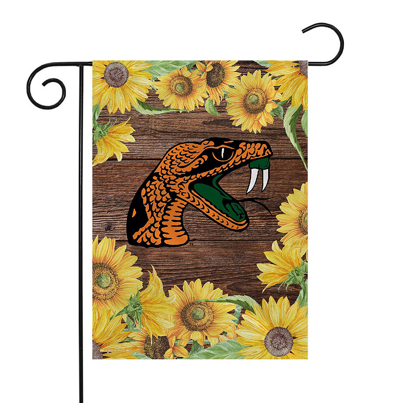 Rico Industries NCAA Florida A&M Rattlers - FAMU Sunflower Spring 13" x 18" Double Sided Garden Flag Image