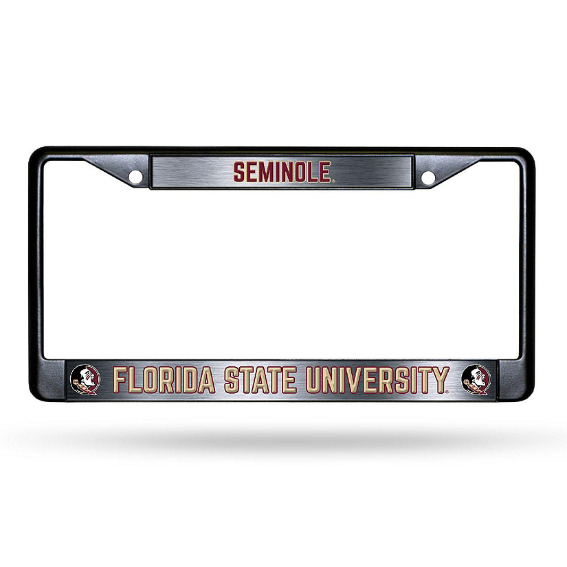 Rico Industries NCAA  Florida State Seminoles Black Game Day Black Chrome Frame with Printed Inserts 12" x 6" Car/Truck Auto Accessory Image