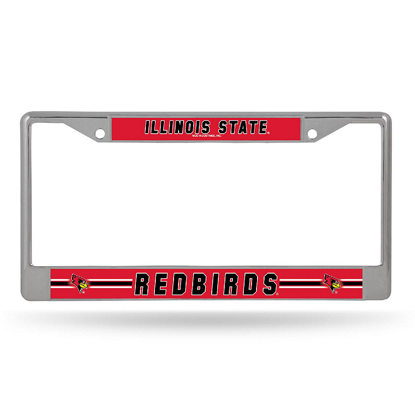 Rico Industries NCAA  Illinois State Redbirds  12" x 6" Chrome Frame With Decal Inserts - Car/Truck/SUV Automobile Accessory Image