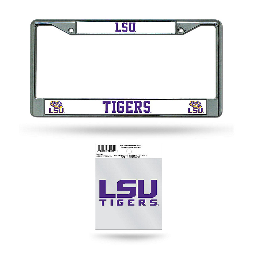 Rico Industries NCAA  LSU Tigers  12" x 6" Chrome Frame With Plastic Inserts - Car/Truck/SUV Automobile Accessory Image