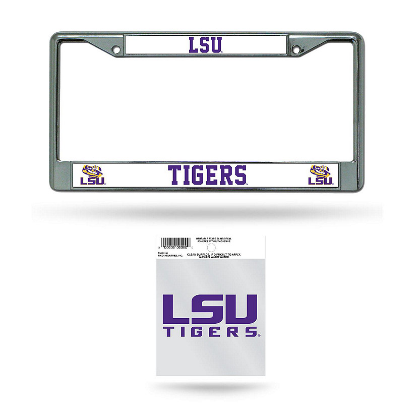 Rico Industries NCAA  LSU Tigers  12&quot; x 6&quot; Chrome Frame With Plastic Inserts - Car/Truck/SUV Automobile Accessory Image