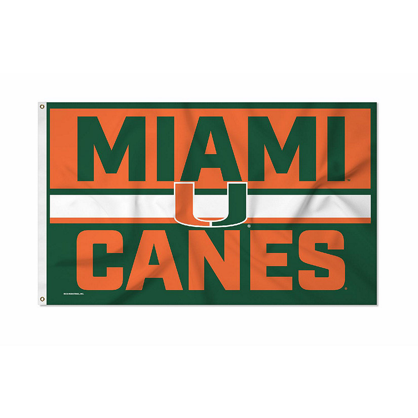 Rico Industries NCAA  Miami Hurricanes - The U Bold 3' x 5' Banner Flag Single Sided - Indoor or Outdoor - Home D&#233;cor Image