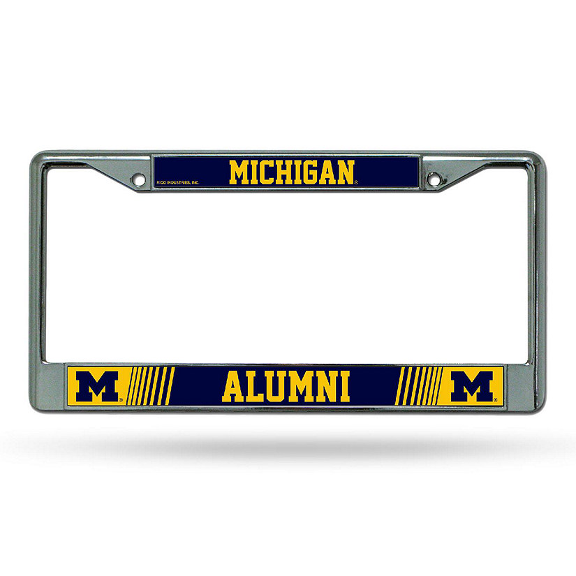 Rico Industries NCAA  Michigan Wolverines Alumni 12" x 6" Chrome Frame With Decal Inserts - Car/Truck/SUV Automobile Accessory Image