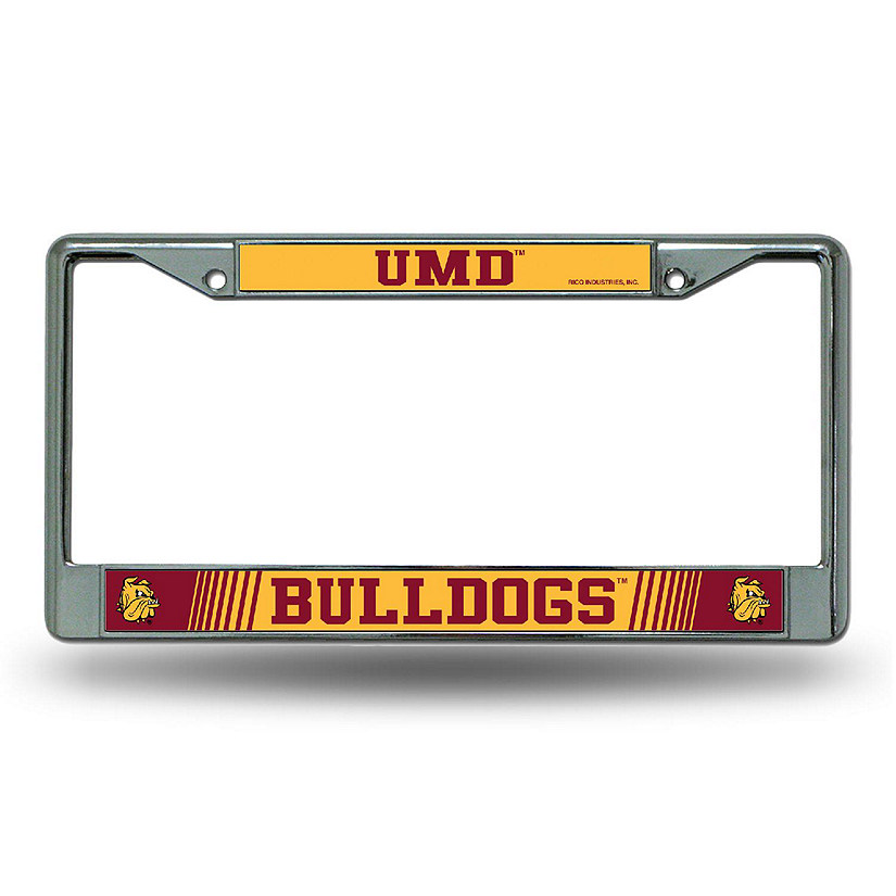 Rico Industries NCAA  Minnesota-Duluth Bulldogs  12" x 6" Chrome Frame With Decal Inserts - Car/Truck/SUV Automobile Accessory Image
