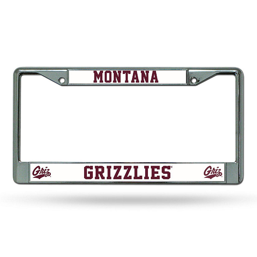 Rico Industries NCAA  Montana Grizzlies Premium 12" x 6" Chrome Frame With Plastic Inserts - Car/Truck/SUV Automobile Accessory Image