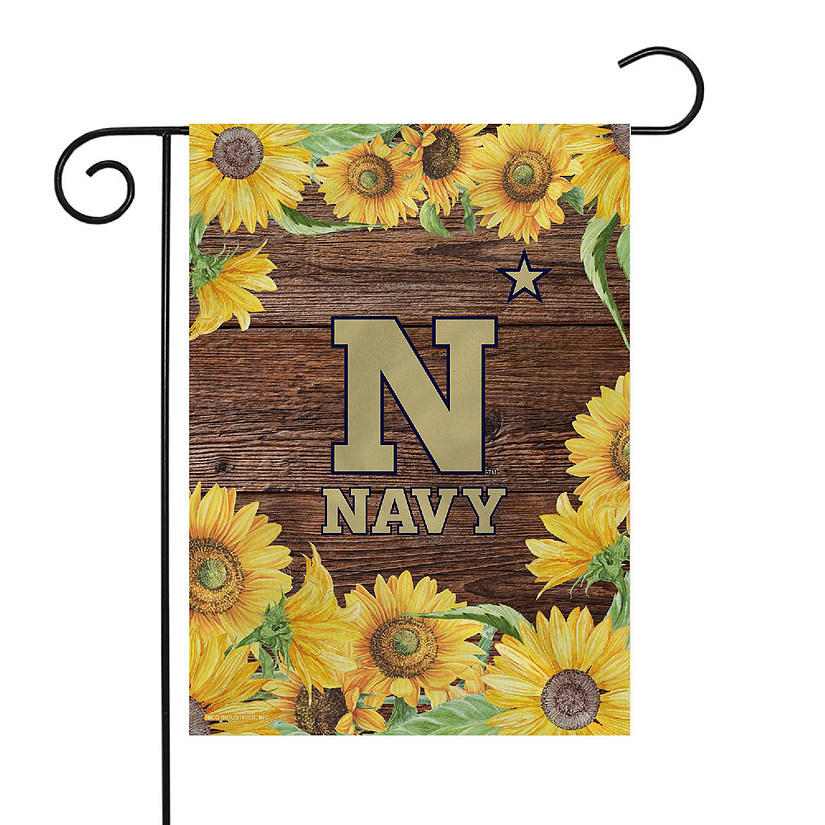 Rico Industries NCAA Naval Academy Midshipmen Sunflower Spring 13" x 18" Double Sided Garden Flag Image