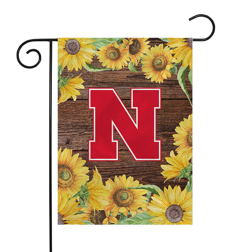 Rico Industries NCAA Nebraska Cornhuskers Sunflower Spring 13" x 18" Double Sided Garden Flag Image