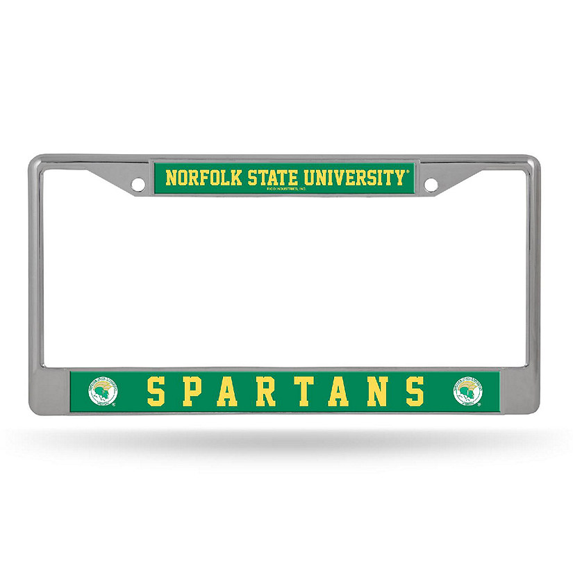 Rico Industries NCAA  Norfolk State Spartans  12" x 6" Chrome Frame With Decal Inserts - Car/Truck/SUV Automobile Accessory Image