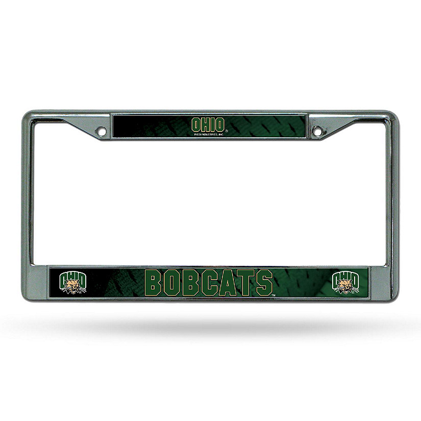 Rico Industries NCAA  Ohio Bobcats  12" x 6" Chrome Frame With Decal Inserts - Car/Truck/SUV Automobile Accessory Image