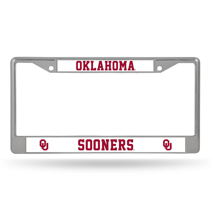 Rico Industries NCAA  Oklahoma Sooners Premium 12" x 6" Chrome Frame With Plastic Inserts - Car/Truck/SUV Automobile Accessory Image