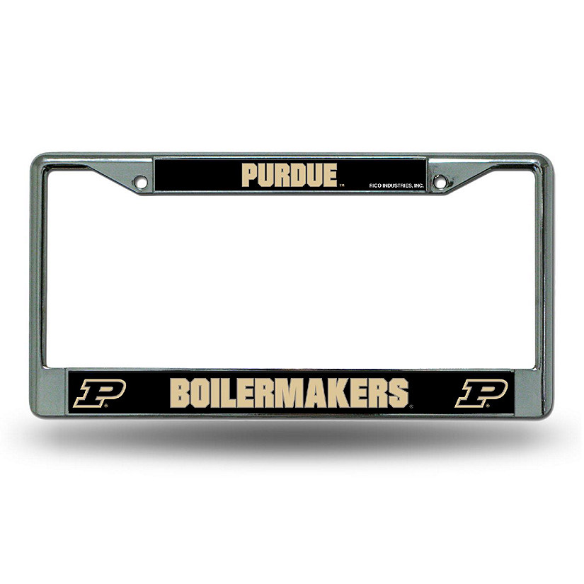 Rico Industries NCAA  Purdue Boilermakers  12" x 6" Chrome Frame With Decal Inserts - Car/Truck/SUV Automobile Accessory Image