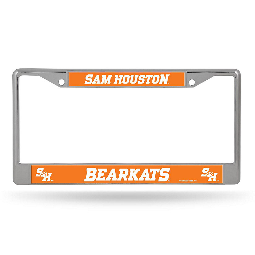 Rico Industries NCAA  Sam Houston State Bearkats  12" x 6" Chrome Frame With Decal Inserts - Car/Truck/SUV Automobile Accessory Image