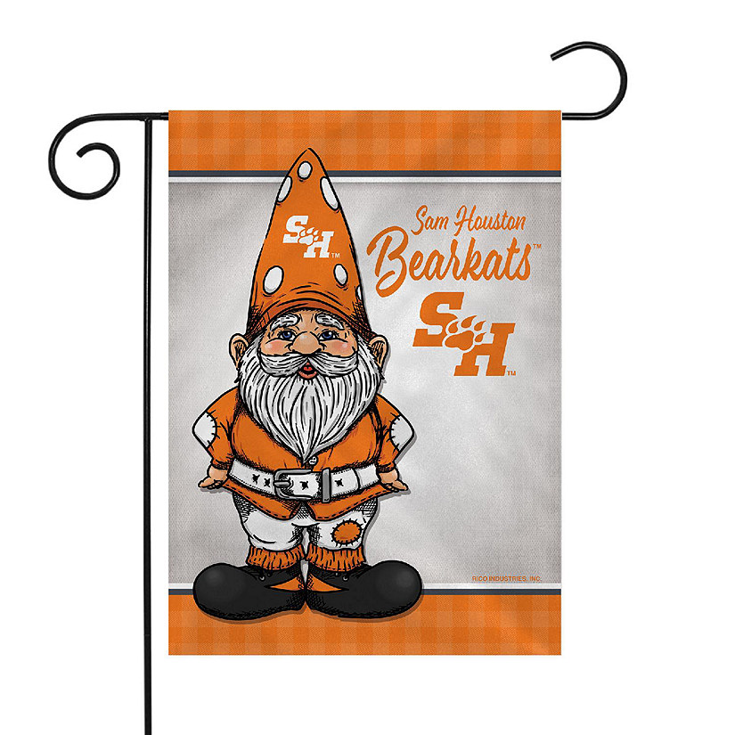 Rico Industries NCAA  Sam Houston State Bearkats Gnome Spring 13" x 18" Double Sided Garden Flag Image