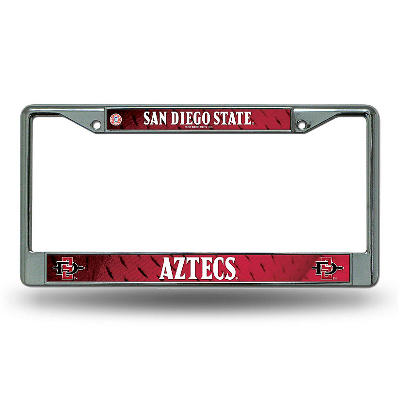 Rico Industries NCAA  San Diego State Aztecs - SDSU  12" x 6" Chrome Frame With Decal Inserts - Car/Truck/SUV Automobile Accessory Image