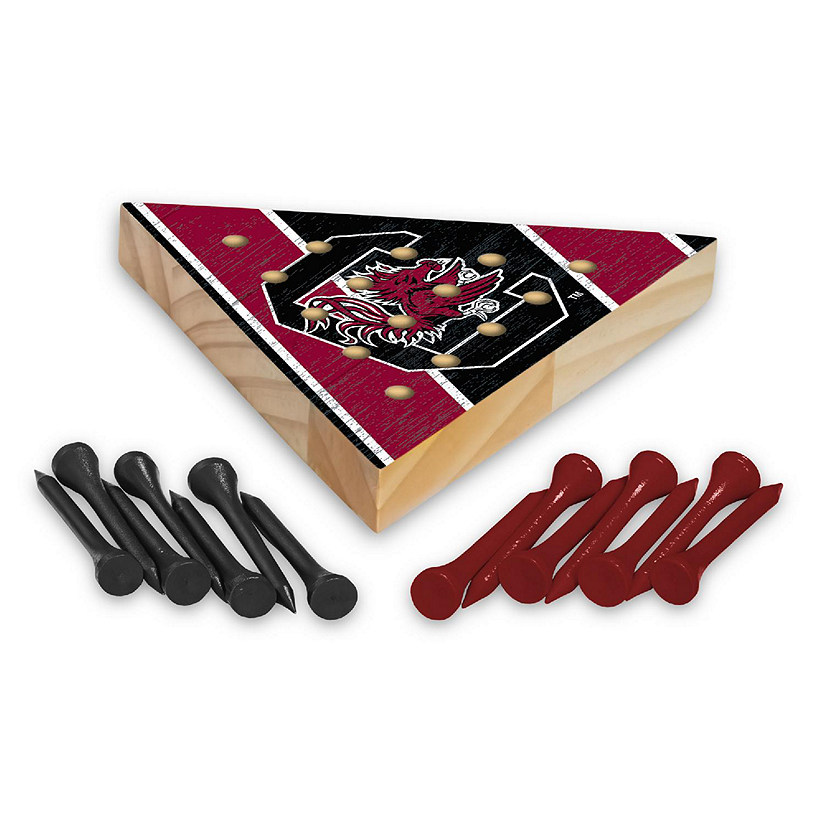 Rico Industries NCAA  South Carolina Gamecocks  4.5" x 4" Wooden Travel Sized Pyramid Game - Toy Peg Games - Triangle - Family Fun Image
