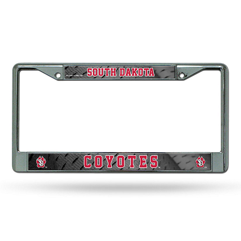 Rico Industries NCAA  South Dakota Coyotes  12" x 6" Chrome Frame With Decal Inserts - Car/Truck/SUV Automobile Accessory Image