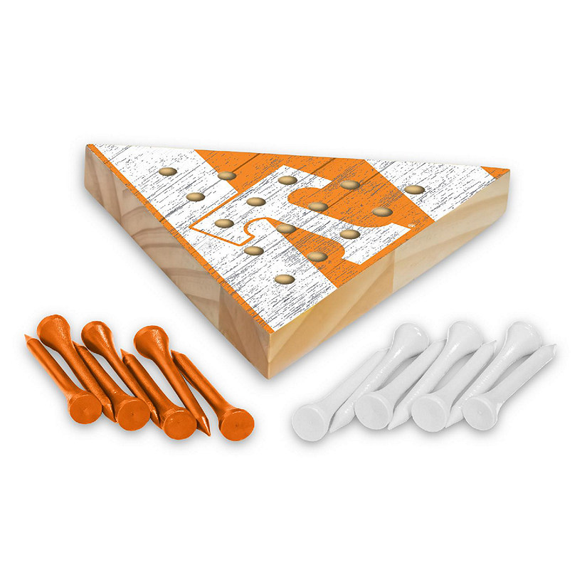 Rico Industries NCAA  Tennessee Volunteers  4.5" x 4" Wooden Travel Sized Pyramid Game - Toy Peg Games - Triangle - Family Fun Image