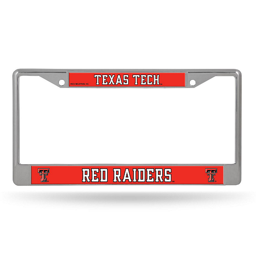 Rico Industries NCAA Texas Tech Red Raiders 12" x 6" Chrome Frame With Decal Inserts - Car/Truck/SUV Automobile Accessory Image