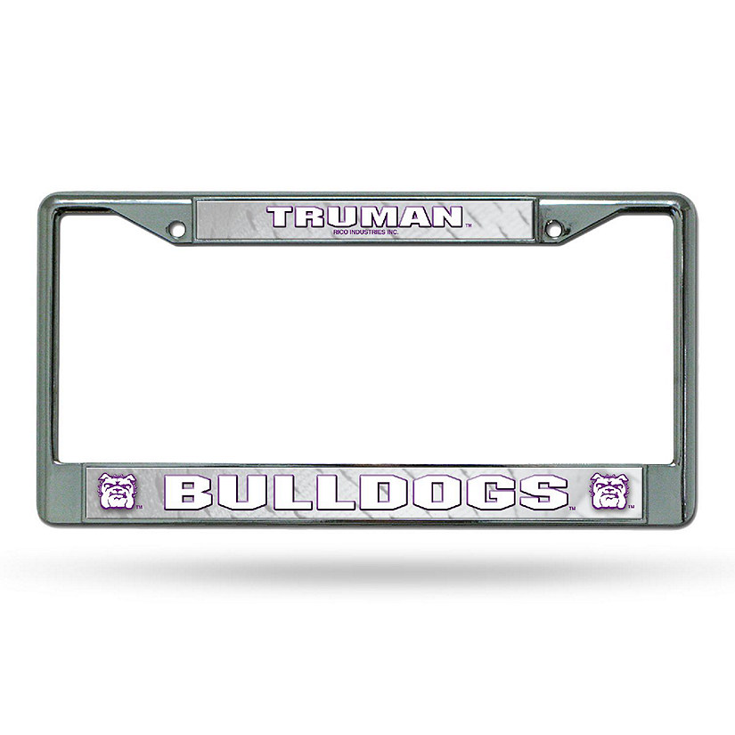 Rico Industries NCAA  Truman State Bulldogs  12" x 6" Chrome Frame With Decal Inserts - Car/Truck/SUV Automobile Accessory Image