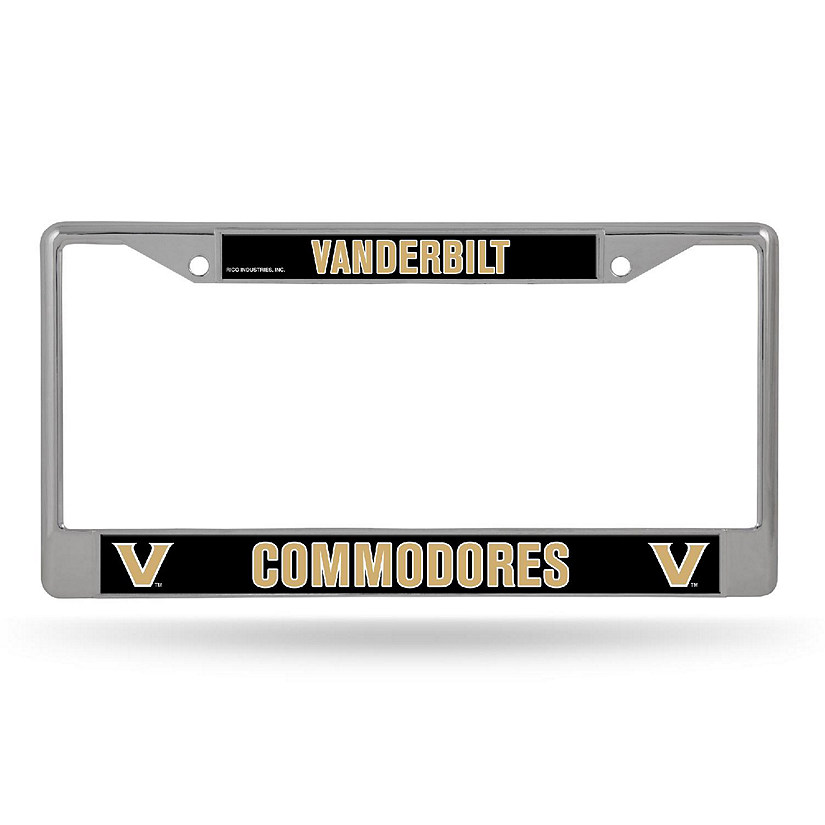 Rico Industries NCAA  Vanderbilt Commodores  12" x 6" Chrome Frame With Decal Inserts - Car/Truck/SUV Automobile Accessory Image