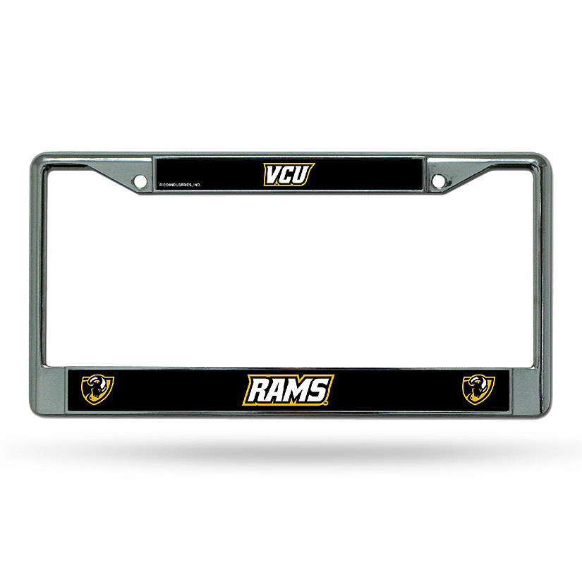 Rico Industries NCAA  Virginia Commonwealth Rams  12" x 6" Chrome Frame With Decal Inserts - Car/Truck/SUV Automobile Accessory Image