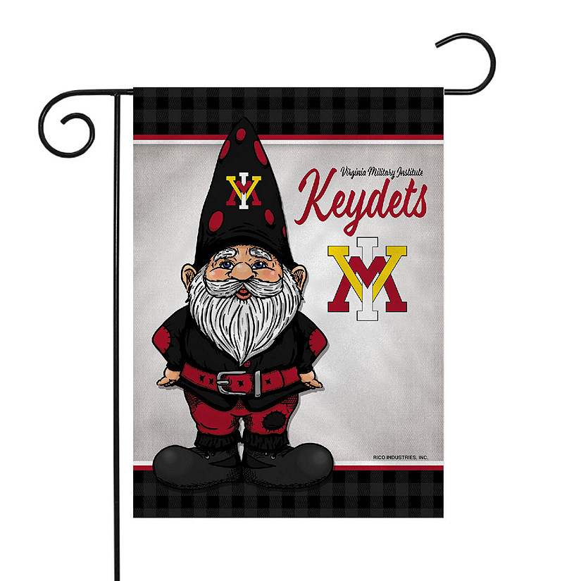 Rico Industries NCAA Virginia Military Institute Keydets Gnome Spring 13" x 18" Double Sided Garden Flag Image