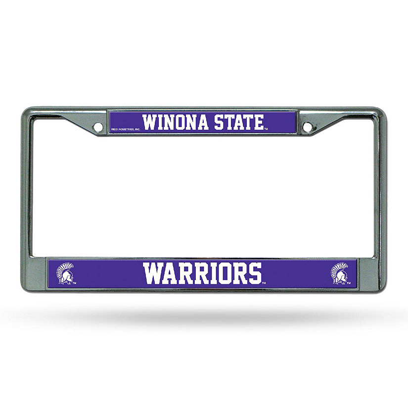 Rico Industries NCAA  Winona State Warriors  12" x 6" Chrome Frame With Decal Inserts - Car/Truck/SUV Automobile Accessory Image