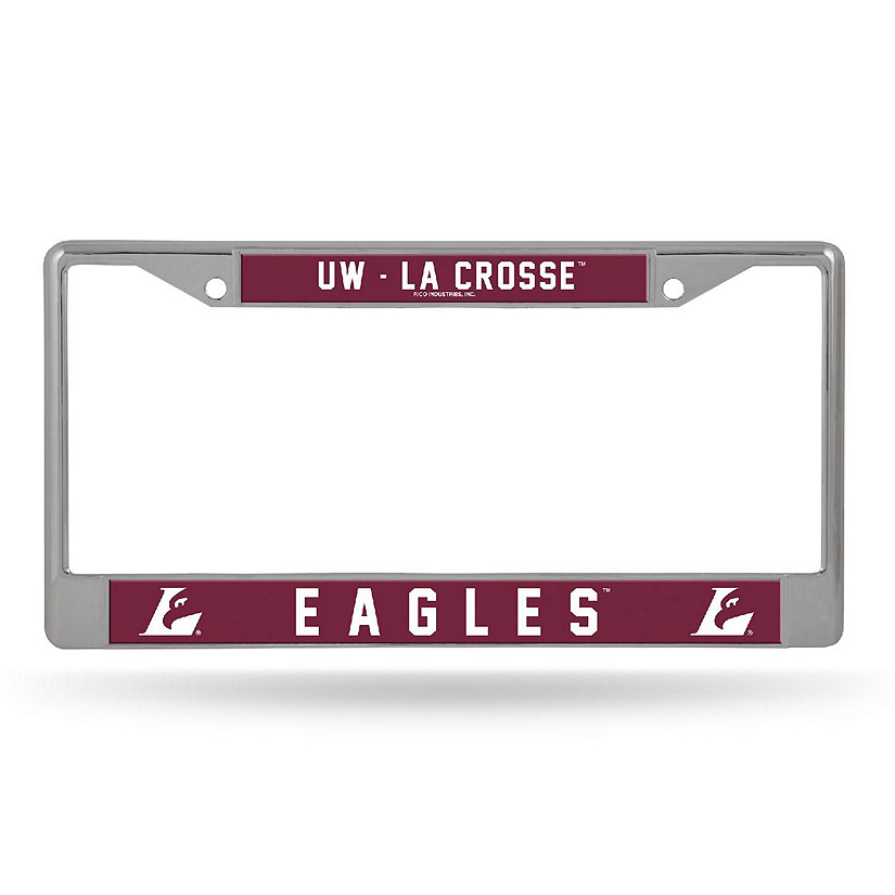 Rico Industries NCAA  Wisconsin-La Crosse Eagles  12" x 6" Chrome Frame With Decal Inserts - Car/Truck/SUV Automobile Accessory Image