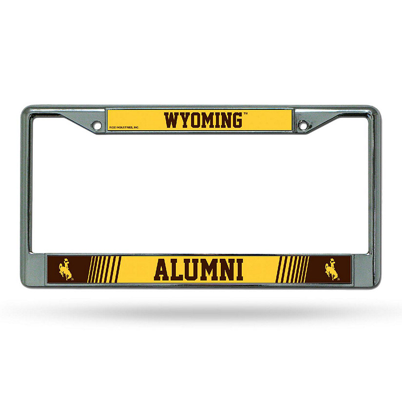 Rico Industries NCAA  Wyoming Cowboys Alumni 12" x 6" Chrome Frame With Decal Inserts - Car/Truck/SUV Automobile Accessory Image