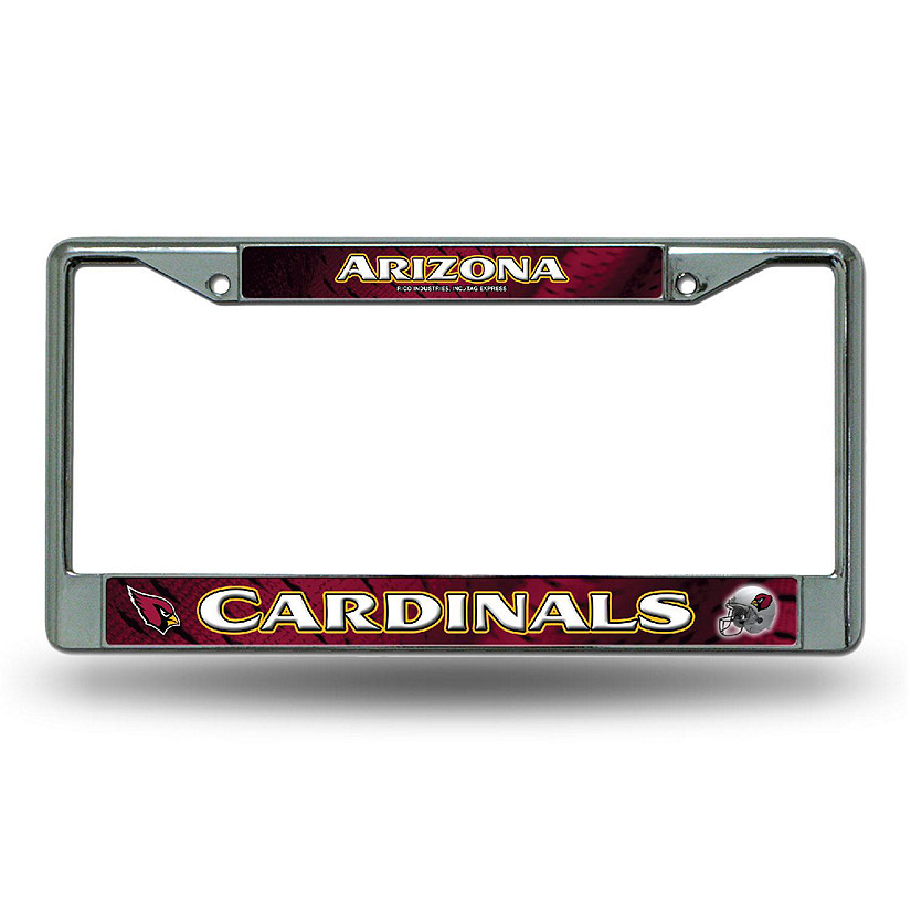 Rico Industries NFL Football Arizona Cardinals  12" x 6" Chrome Frame With Decal Inserts - Car/Truck/SUV Automobile Accessory Image