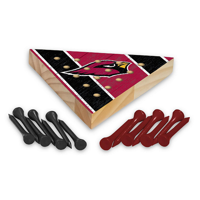 Rico Industries NFL Football Arizona Cardinals  4.5" x 4" Wooden Travel Sized Pyramid Game - Toy Peg Games - Triangle - Family Fun Image