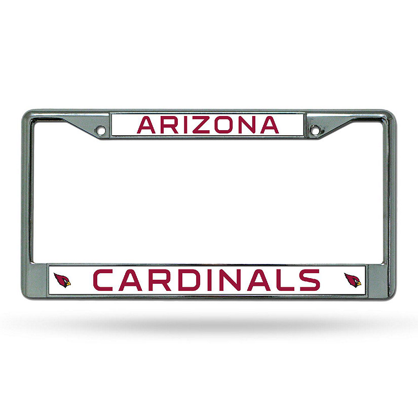 Rico Industries NFL Football Arizona Cardinals Premium 12" x 6" Chrome Frame With Plastic Inserts - Car/Truck/SUV Automobile Accessory Image