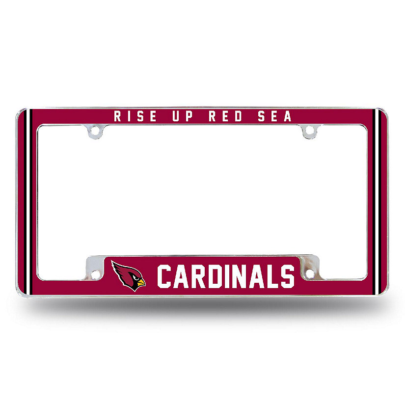 Rico Industries NFL Football Arizona Cardinals Rise Up Red Sea 12" x 6" Chrome All Over Automotive License Plate Frame for Car/Truck/SUV Image