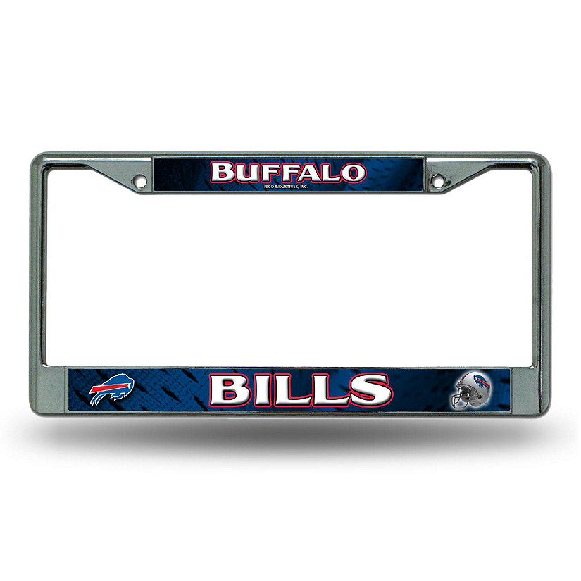 Rico Industries NFL Football Buffalo Bills  12" x 6" Chrome Frame With Decal Inserts - Car/Truck/SUV Automobile Accessory Image