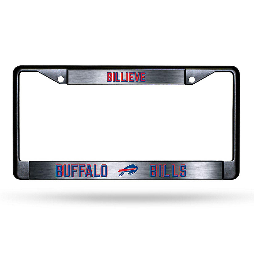 Rico Industries NFL Football Buffalo Bills Black Game Day Black Chrome Frame with Printed Inserts 12" x 6" Car/Truck Auto Accessory Image