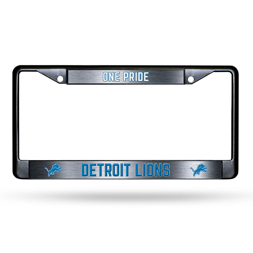 Rico Industries NFL Football Detroit Lions Black Game Day Black Chrome Frame with Printed Inserts 12" x 6" Car/Truck Auto Accessory Image