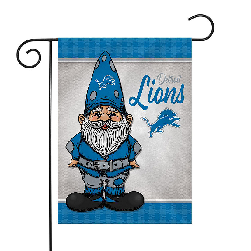 Rico Industries NFL Football Detroit Lions Gnome Spring 13" x 18" Double Sided Garden Flag Image