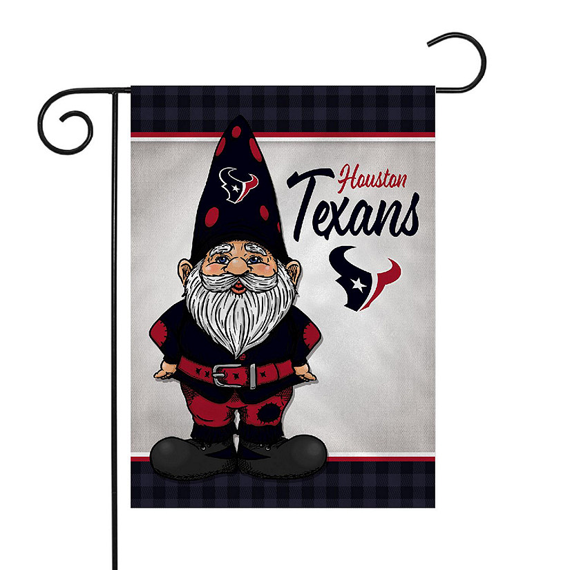 Rico Industries NFL Football Houston Texans Gnome Spring 13" x 18" Double Sided Garden Flag Image