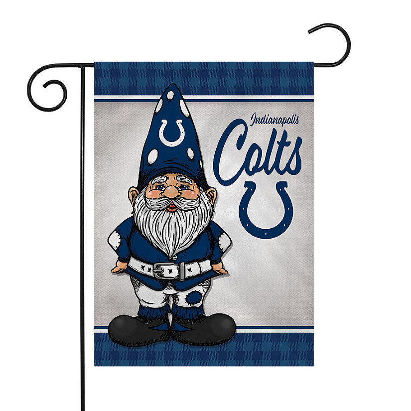 Rico Industries NFL Football Indianapolis Colts Gnome Spring 13" x 18" Double Sided Garden Flag Image